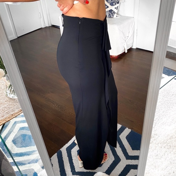 🖤 ZARA BLACK SIDE RUFFLE SLIT HIGH WAIST MAXI SKIRT! - Picture 3 of 15